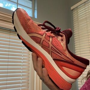 Asics Gel Nimbus 21 Women's Size9Pink Wht maroon Running Shoes Sneakers 1012A156